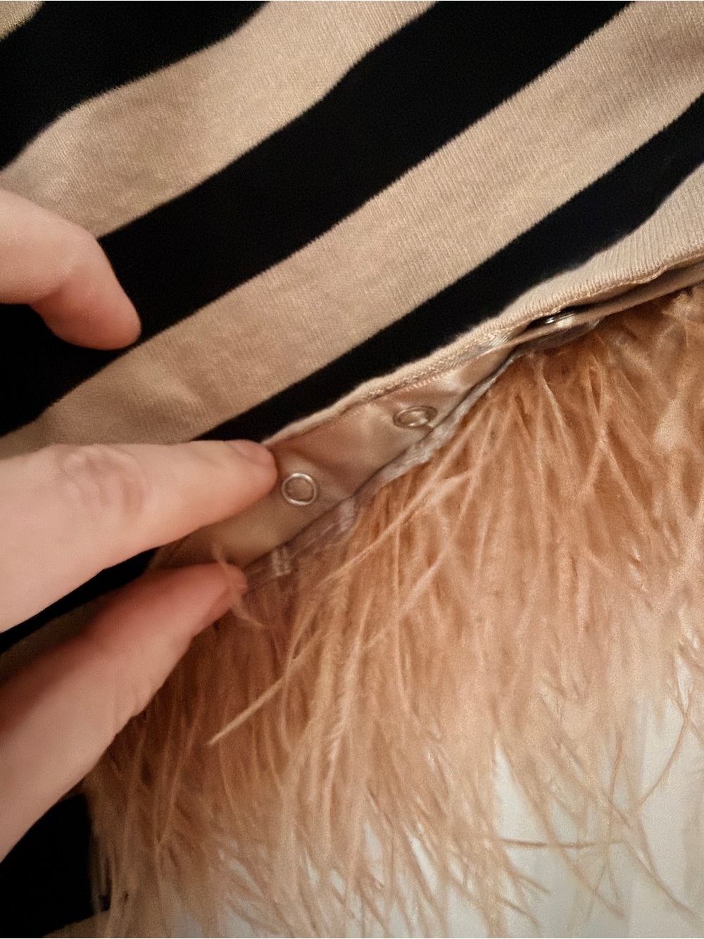 J. Crew Black and Beige Striped Tee with Feather Sleeve Detail - Picture 6 of 6